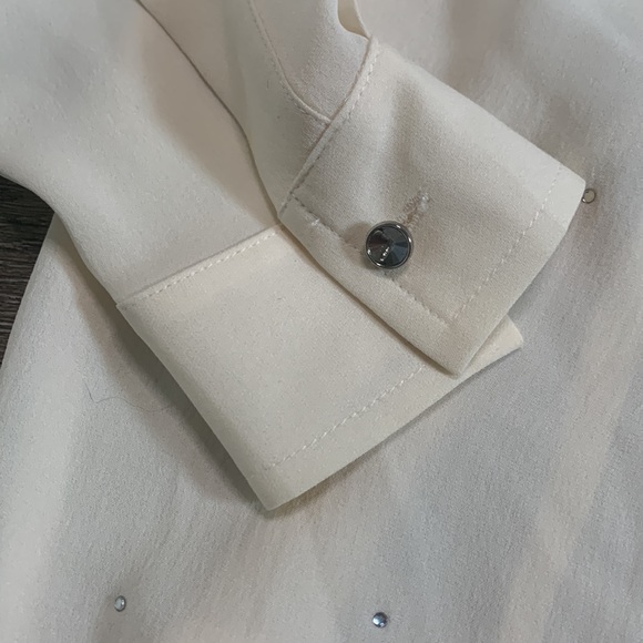 Y2K vintage 100% silk ivory bejeweled button down blouse size 10 - Picture 4 of 6
